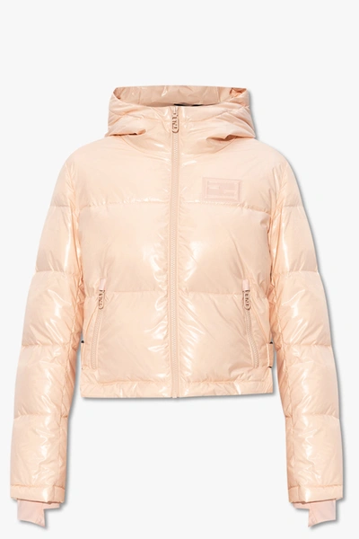 Shop Fendi Pink Cropped Down Jacket In New