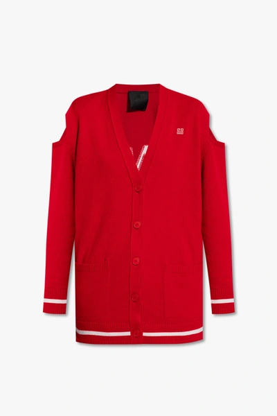 Shop Givenchy Red Cardigan With Logo In New