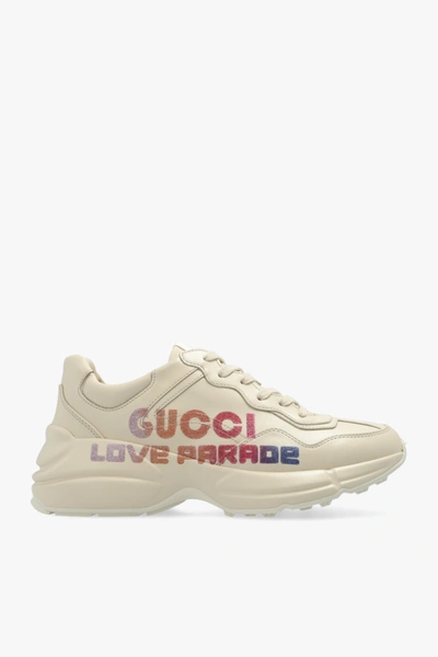 Shop Gucci Cream ‘rhyton' Sneakers In New