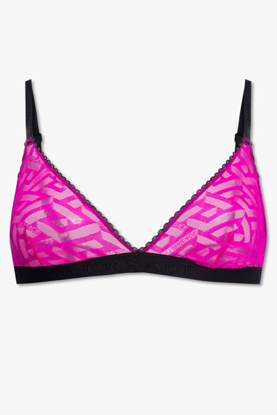 Shop Versace Pink Tulle Bra In New