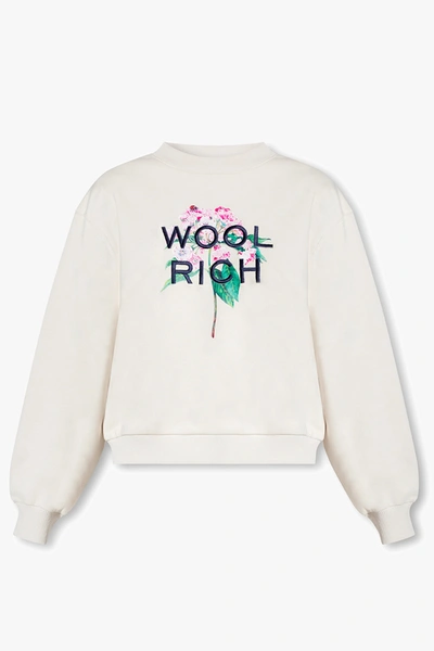 Shop Woolrich Beige Sweatshirt With Logo In New