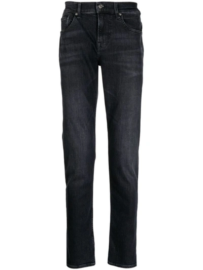 Shop 7 For All Mankind Tapered Jeans In Black