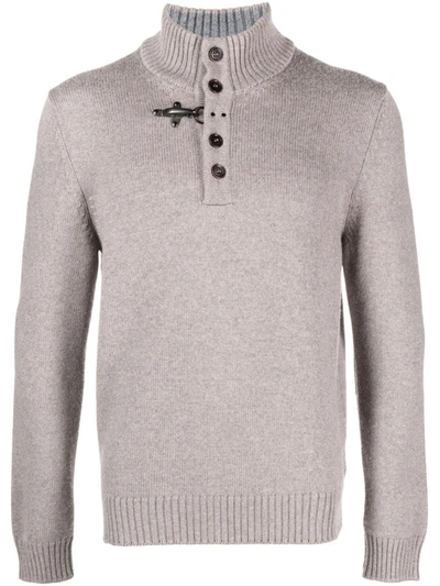 Fay Half Zip Pullover In Brown