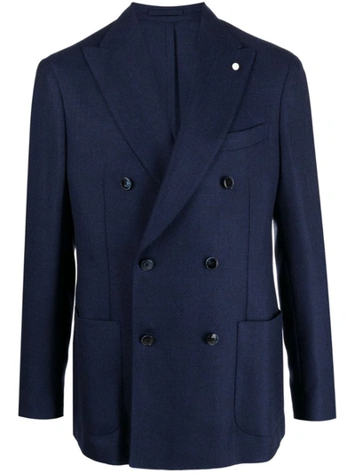 Shop Luigi Bianchi Double-breasted Jacket In Blue