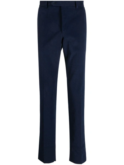 Shop Luigi Bianchi Cotton Trousers In Blue