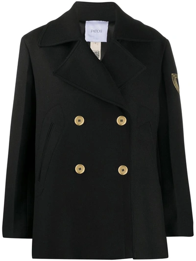 Shop Patou Double-breasted Coat In Black