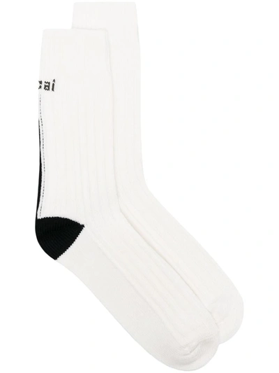 Shop Sacai Logo Socks In White