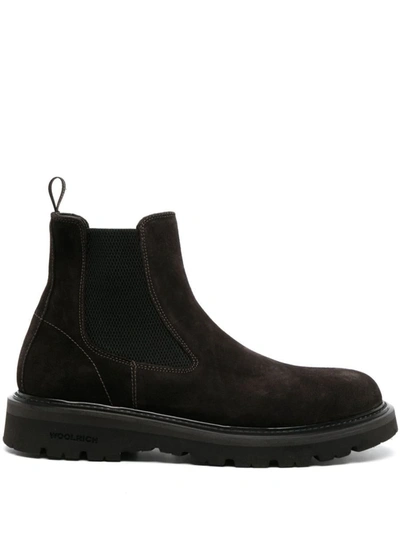 Woolrich High Boot With Logo In Brown