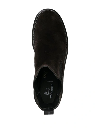 Woolrich High Boot With Logo In Brown