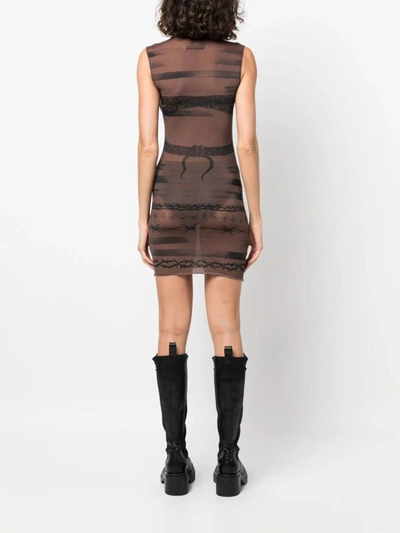 Shop Jean Paul Gaultier Dress In Ebene Grey Black