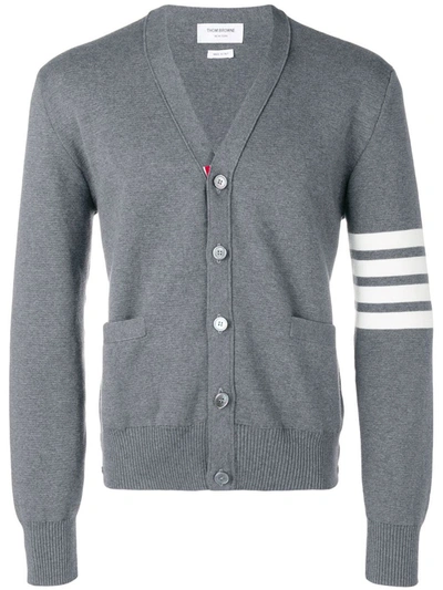 Shop Thom Browne Milano Stitch V-neck Cardigan In Cotton Crepe Clothing In Grey