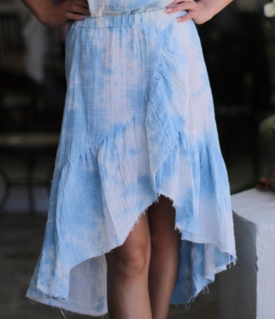 Shop Starkx Ruffle Cotton Skirt In Blue Tie Dye