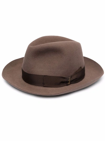 Shop Borsalino Alessandria Shaved Felt Hat In Brown