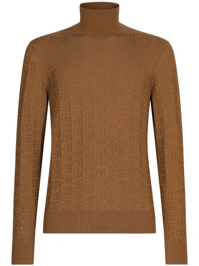 Shop Dolce & Gabbana Silk Turtle-neck Sweater In Camel