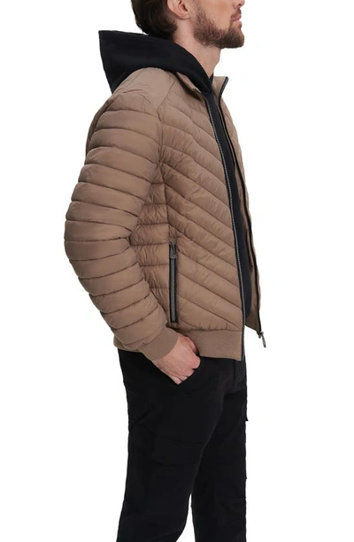 Noize Alex Chevron Quilted Puffer Jacket In Leafless Tree
