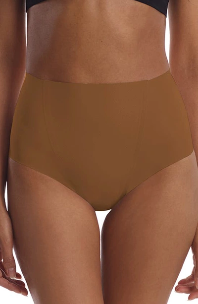 Shop Commando Zone Smoothing High Waist Briefs In Caramel