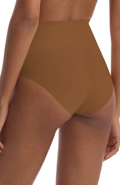 Shop Commando Zone Smoothing High Waist Briefs In Caramel