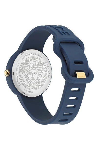 Shop Versace Medusa Pop Silicone Watch, 39mm In Navy