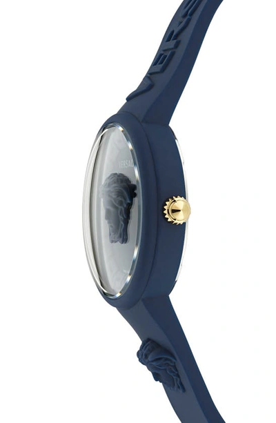 Shop Versace Medusa Pop Silicone Watch, 39mm In Navy