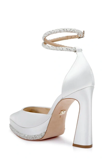 Shop Badgley Mischka Eliana Ankle Strap Platform Pointed Toe Pump In Soft White