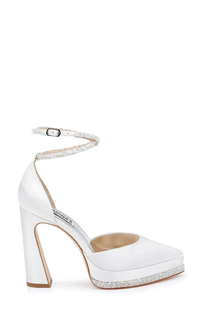 Shop Badgley Mischka Eliana Ankle Strap Platform Pointed Toe Pump In Soft White