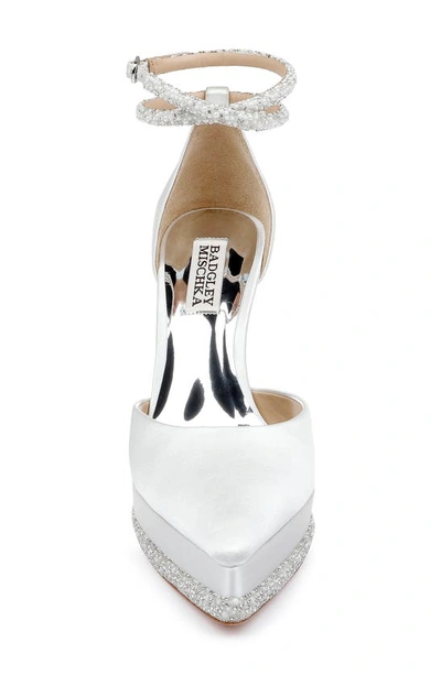 Shop Badgley Mischka Eliana Ankle Strap Platform Pointed Toe Pump In Soft White