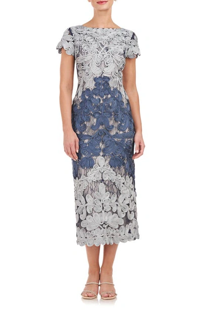 Shop Js Collections Soutache Lace Cocktail Dress In Blue Slate