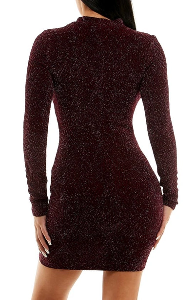 Speechless Glitter Mock Neck Long Sleeve Jacquard Knit Body-con Minidress In Rasnbk