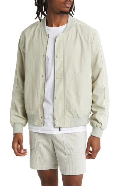 Shop Native Youth Varsity Piped Cotton Bomber Jacket In Green