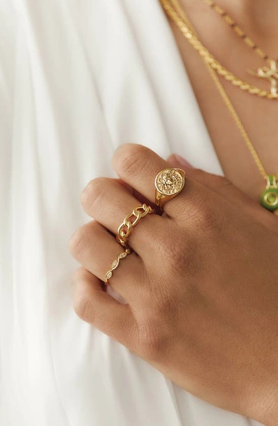 Shop Awe Inspired Medusa Signet Ring In Gold Vermeil