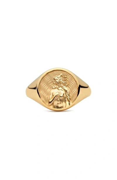 Shop Awe Inspired Aphrodite Signet Ring In Gold Vermeil
