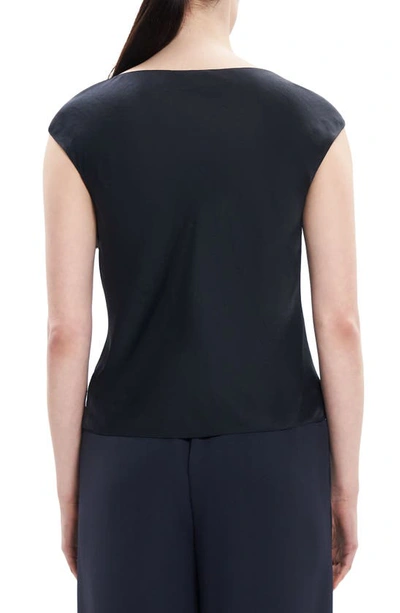 Shop Theory Crushed Cowl Neck Blouse In Deep Navy - G8e