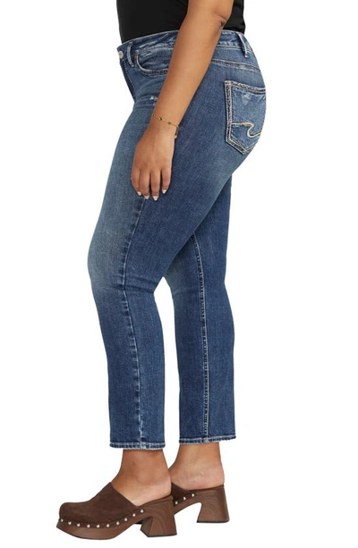 Shop Silver Jeans Co. Britt Curvy Low Rise Slim Straight Leg Jeans In Indigo