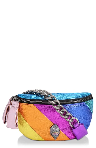 Shop Kurt Geiger Kensington Leather Belt Bag In Rainbow Metallic
