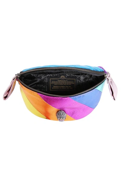 Shop Kurt Geiger Kensington Leather Belt Bag In Rainbow Metallic