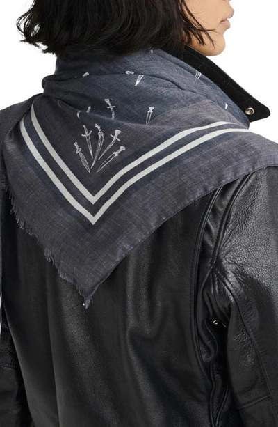 Rag & Bone Dagger Print Large Scarf In Black