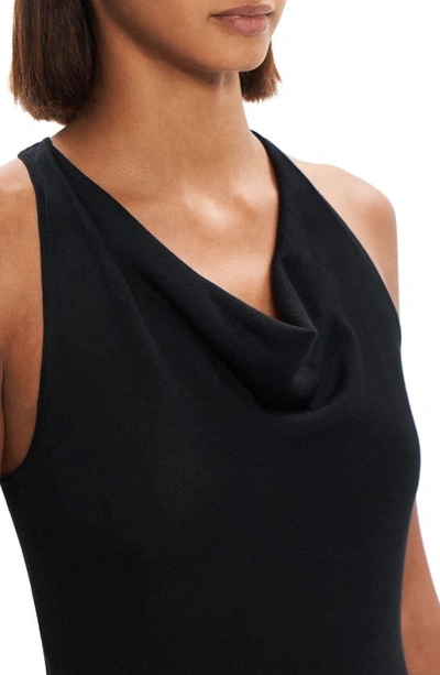 Shop Theory Cowl Neck Knit Silk Tank In Black