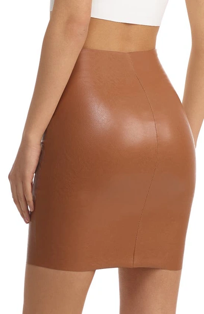 Shop Commando Faux Leather Miniskirt In Cocoa
