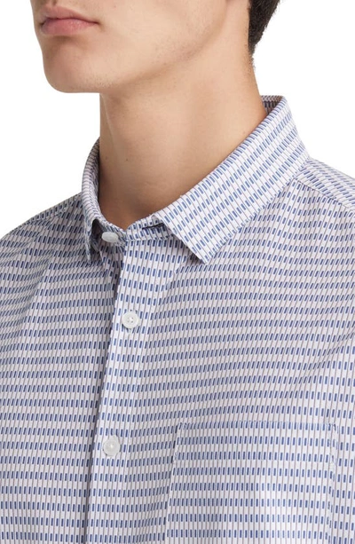 Mizzen + Main Leeward Trim Fit Rose Quartz Grid Short Sleeve Button-up Performance Shirt In Pink