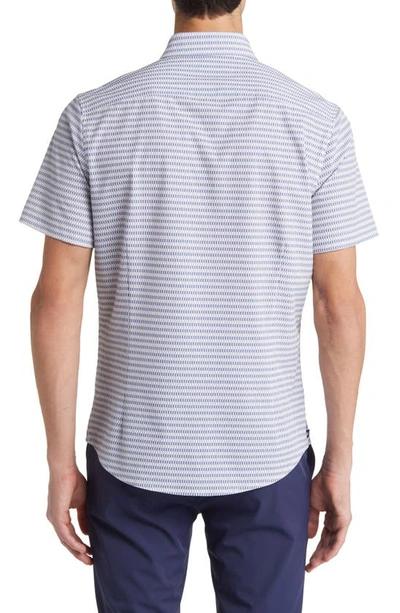 Mizzen + Main Leeward Trim Fit Rose Quartz Grid Short Sleeve Button-up Performance Shirt In Pink