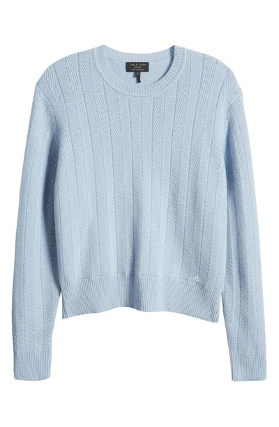 Shop Rag & Bone Durham Herringbone Stitch Wool Sweater In Light Blue