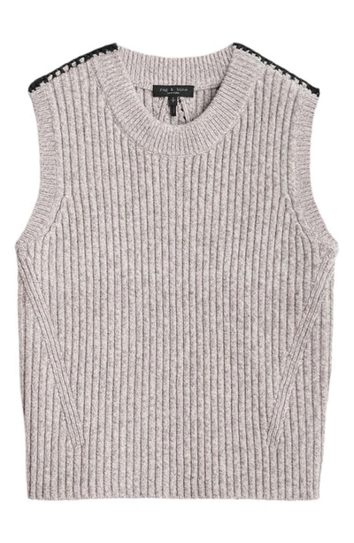 Shop Rag & Bone Ingrid Rib Stitch Wool Sweater Vest In Oat