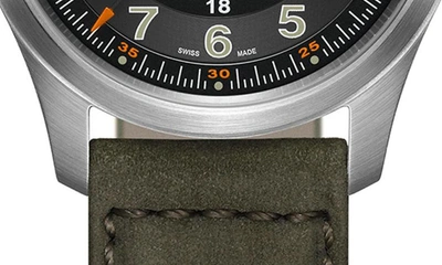 Shop Hamilton Khaki Field Automatic Leather Strap Watch, 38mm In Black