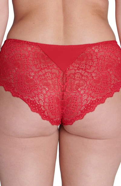 Simone Perele Caresse Lace-trim Boyshorts In Tango Red