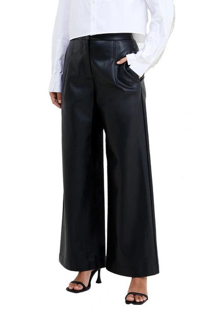 French Connection Women's Corlenda Faux-leather Wide-leg Trousers In Black  | ModeSens