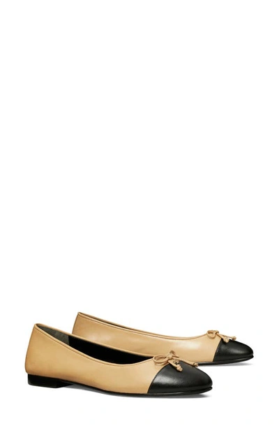 Shop Tory Burch Bow Ballet Flat In Ginger Shortbread / Black