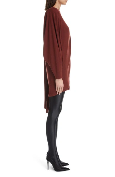 Shop Saint Laurent Draped Wool Jersey Minidress In Rouge Piment