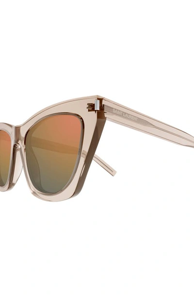 Shop Saint Laurent Kate 55mm Cat Eye Sunglasses In Nude