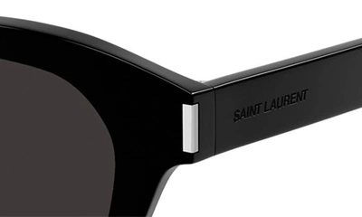 Shop Saint Laurent 47mm Small Rectangular Sunglasses In Black