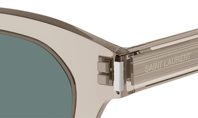Shop Saint Laurent 47mm Small Rectangular Sunglasses In Beige